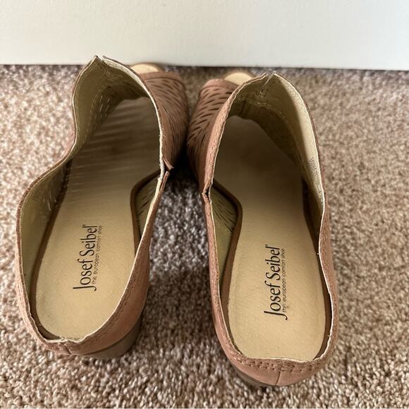 Josef Seibel Bonnie Clogs Mules Heels Perforated Peep Toe Sz EU 41 US 10 - 10.5 - Picture 7 of 16